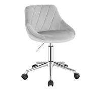 EUGAD Silla Giratoria de Escritorio con Ruedas Taburete de Oficina de Terciopelo, Ergonómica, Gris Claro
