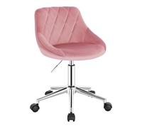 EUGAD Silla Giratoria de Escritorio con Ruedas Taburete de Oficina de Terciopelo, Ergonómica, Rosa