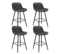 EUGAD Taburete Altos de Cocina, Set de 4 Taburetes Barra Bar con Respaldo, Sillas Altas de Piel sintética Vintage, Taburetes para Cocina Isla Bistro, Sillas Tapizadas, Antracita