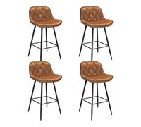 EUGAD Taburetes Altos de Cocina, Set de 4 Taburetes Barra Bar con Respaldo, Sillas Altas de Piel sintética Vintage, Taburetes para Cocina Isla Bistro, Sillas Tapizadas, Marrón