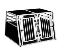 EUGAD Transportin de Aluminio, Caja de Transporte para 2 Perros, Trasportines Perro Grande con Cerraduras y Tabique Extraible, Jaula Perro para Coche, Robusto Transportin 97x92x66cm