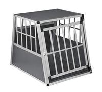 EUGAD Transportín de Aluminio para Perros Gatos, Jaula para Perros con Puerta y Cerradura, Jaula Transporte de Viaje para Mascotas,Jaula Perro Mediano Robusto y Fácil de Limpiar 65x85x71cm