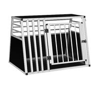 EUGAD Transportin de Aluminio Perro Grande, Transportin Perro Coche, Caja de Transporte Perros con Puerta Cerradura, Jaula Transporte de Viaje para Mascotas, Jaula Perro Media Grande-92x65x66cm