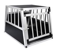 EUGAD Transportin Perro Coche, Transportin Aluminio para Perro Gatos | 54x69x51cm, Jaula para Perros con Puerta y Cerradura, Robusto Transportin, Fácil Limpiar, Jaula Perros Mediano, Negro