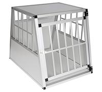 EUGAD Transportin Perro Coche, Transportín de Aluminio para Perros | 65x85x71cm Jaula Perros Mediano, con Puerta y Cerradura,Robusto Jaula Transporte de Viaje para Mascotas, Plata