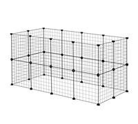EUGAD Valla Metálica para Mascotas, Jaula Modular de Malla Metálica para Animales Pequeños, Parque DIY con 24 Paneles (35x35cm/panel), para Conejo, Cachorro, Gatito, 142x72x72cm