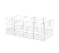 EUGAD Valla para Mascotas, Jaula Modular, Recinto Interior de Plástico con 24 Paneles, Jaula para Animales Pequeños, Personalizable Parque para Cobayas Conejos Chinchillas 142x71x53cm, Blanco