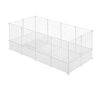 EUGAD Valla para Mascotas, Jaula Modular, Recinto Interior de Plástico con 35 Paneles, Jaula para Animales Pequeños, Personalizable Parque para Cobayas Conejos Chinchillas 142x71x53cm, Blanco