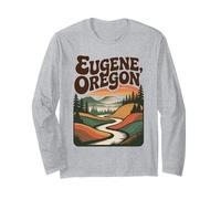 Eugene Oregon PNW Retro Vintage Scenic Montaña Río Arte Manga Larga