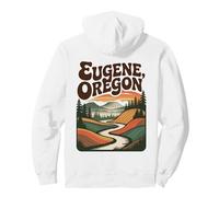 Eugene Oregon PNW Retro Vintage Scenic Montaña Río Arte Sudadera con Capucha