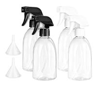 EUGENEKELLY 4PCS Botella de Spray Vacías de Plástico de 500 ml, Pulverizador Agua de limpieza, Bote Spray Pulverizador, Vaporizador de Agua para Plantas, Limpieza, Cocina - (Transparente)