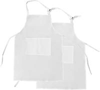 EUGENEKELLY Juego de 2 Delantales Blancos Infantiles, Delantal de Cocina Infantil, Delantal Artístico, Delantal Ajustable con 2 Bolsillos para Cocinar, Hornear y Pintar (46 x 56 cm)