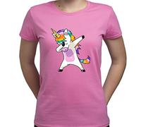 EUGINE DREAM Dabbing Unicorn Shirt Unicorn Dance Tshirt Dab Dance T Shirt Dabbing Camiseta para Mujer Rosa S