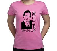 EUGINE DREAM World'S Best Boss Dwight Schrute Tshirt Camiseta para Mujer Rosa L