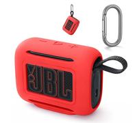 EUGOOCX Funda de silicona compatible con altavoz Bluetooth JBL GO 5, funda protectora de viaje con mosquetón (rojo)