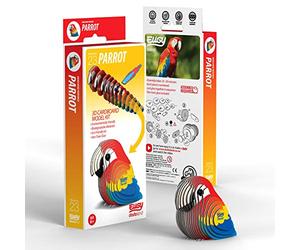 EUGY 650023 Puzle de animales de loro 3D para niños y adultos para montar, figura de animal DIY, juego de manualidades a partir de 6 años, Parrot Colors