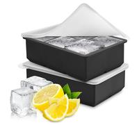 EUHOMY Cubitera de silicona, juego de 2 cubiteras grandes con tapa, los cubitos de hielo se pueden extraer fácilmente, sin BPA, bandeja para cubitos de hielo para cócteles de whisky