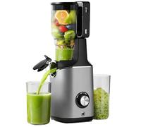 EUHOMY Extractor De Zumos Y Verduras Prensado en Frio, Exprimidor de Frutas con Tolva de 135mm, Licuadora con Hoja de Acero Inoxidable Negro y Plata