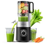 Euhomy Extractor De Zumos Y Verduras Prensado en Frio, Exprimidor de Frutas con Tolva de 135mm, Licuadora con Hoja de Acero Inoxidable, Fácil de Limpiar Extractor de Jugos y Verduras, 1.8L Negro