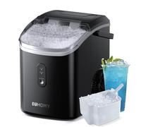 EUHOMY Máquina de cubitos de hielo, 15 kg/24h, fabricación en 6 minutos, máquina de hielo triturada, limpieza automática, 120 W, máquina de cubitos de hielo de mesa, sensor infrarrojo Negra