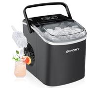 EUHOMY Máquina de Hielo 12Kg/24H, 9 Cubos en 6 Minutos, Maquina de Hacer Hielo Autolimpiable, 2 Tamaños de Hielo, con Asa, Pala para Hielo y Cesta, Sirva Para Casa/Cocina/Oficina/Bar Black