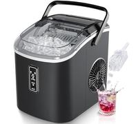 EUHOMY Máquina de Hielo: 9 Cubos en 6 Minutos, Maquina de Hacer Hielo Autolimpiable, 12Kg/24H, 2 Tamaños de Hielo, con aAsa, Pala para Hielo y Cesta Ideal Para Inicio/Cocina/Oficina/Bar, Negro