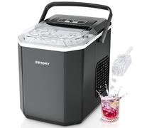 EUHOMY Máquina de hielo de 9 cubos en 6 min, 2 tamaños de cubos, máquina de hielo de acero inoxidable para encimera, 12 kg/día, color negro, para el hogar, cocina, oficina, caravana