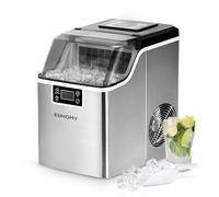 EUHOMY Máquina de hielo de 9 cubos en 6 min, 2 tamaños de cubos, máquina de hielo de acero inoxidable para encimera, 12 kg/día, color plateado, para el hogar, cocina, oficina, caravana