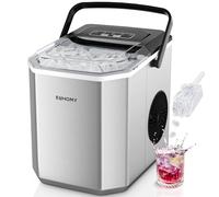 EUHOMY Máquina de hielo de 9 cubos en 6 min, 2 tamaños de cubos, máquina de hielo para encimera, 12 kg/día, para el hogar, cocina, oficina Plateado