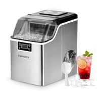EUHOMY Máquina de hielo para el hogar: 24 cubos en 13 minutos, 20,5 kg/24 horas, autolimpiable, 3,2 l, con pala/cesta, para cocina/oficina, acero inoxidable