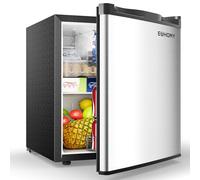 EUHOMY Mini Nevera, Nevera Pequeña de 46L, Nevera Compacta con Puerta Reversible, Termostato de 7 Posiciones, Ultra Silenciosa (38 db), Nevera Compacta de Bajo Consumo para Dormitorio y Oficina plata