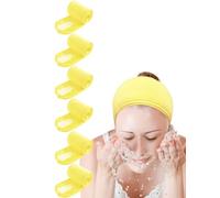 EUICAE Paquete de 6 diademas de spa para el sudor, toalla para el cabello, antideslizante, elástica, lavable, para lavado facial, tratamiento facial, deporte, se adapta a todos los colores amarillo