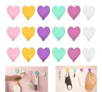 EUIEUT 12 ganchos adhesivos de acero inoxidable, con forma de corazón, impermeables y resistentes, ideales para colgar paños de cocina y fáciles de instalar.