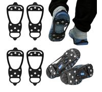 EUIEUT 2 Pares Crampones Nieve Hielo, Grampones para Hielo y Nieve Elasticos con 8 Tacos, Picos para Zapatos de Hielo para Botas y Zapatos, Crampones Antideslizantes para Caminar,Pesca y Montañismo