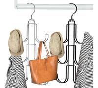 EUIEUT 2PCS Percheros para Corbatas, Colgadores de Corbata Rotación de 360 Grados, Colgadores Bolsos Armario con 6 Ganchos, para Colgar Corbatas Bufandas Bolsos (Negro y Plata)