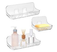 EUIEUT 3 estantes de baño, estante de ducha sin taladrar, organizador de ducha autoadhesivo, estante de almacenamiento de ducha acrílico para montaje en pared, organizador de ducha con agujeros de