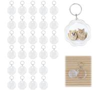 EUIEUT 30PCS Llaveros Foto, Llavero Transparente en Forma de Gerbera, Llavero con Foto en Blanco, Llaveros Plasticos Transparentes para Insertar Fotos Personalizadas, Regalo Para Familiares y Amigos