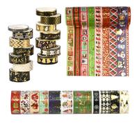 EUIEUT 34 Rollos de Cinta Washi de Navidad, Washi Tape Navideño de 5 Tamaños, Cinta Adhesiva Washi Tape, Cinta Navidad Decorativa, para Bricolaje Álbumes de Recortes Envolver Regalos