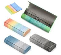 EUIEUT 4PCS Funda Gafas Rígida Multicolor, Estuche para Gafas Personalizadas, Estuche Rigido para Lentes de Color Degradado, Fundas para Gafas de Sol, Fundas de Gafas Bonitas con Paño para Gafas