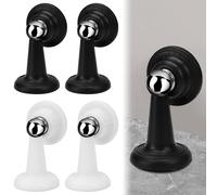 EUIEUT 4PCS Topes Puerta Magnetico, Topes para Puertas Suelo con Iman, Topes para Puertas Adhesivo, Tope Magnético para Puerta, Topes Puerta Imantado Montaje en Suelo o Pared (Negro y Blanco)