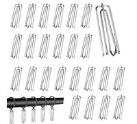 EUIEUT 50 PCS Ganchos para Cortinas, Ganchos para Cortinas de Acero Inoxidable con 4 Dientes, Ganchos Cortinas Riel para Colgar Cortinas, Ganchos Metalicos para Cortina de Ventana,de Puerta,de Ducha