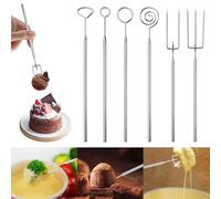EUIEUT 6PCS Juego de Tenedores de Chocolate, Tenedores de Bombones de Acero Inoxidable, Tenedores Fondue de chocolate, Pinchos para Fondue para Bombones,Frufas,Fondue,Chocolate y Queso