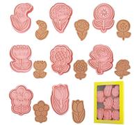 EUIEUT 8 moldes para galletas con forma de flor, moldes para galletas de plástico 3D cortadores de galletas de flores, juego de moldes para galletas reutilizables para manualidades, fondant, pastel de