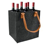 EUIEUT Bolsa de Botellas de Fieltro, Bolsa para Botella de Vino con 6 Compartimentos, Bolso con Dispensador de Bebidas con Mango Reutilizable, Bolsa de Vino de Fieltro para Pícnics Fiestas Compras