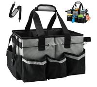 EUIEUT Bolsa de Limpieza, Organizador de Productos de Limpieza con asa y Correa de Hombro Ajustable, Cesta para Productos de Limpieza para Amas de Casa y Limpiadores en Hogar Coche Jardín(26x23x45cm)