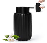 EUIEUT Dispensador de Jabon de Cerámica, Dosificador Jabon Baño 300 ml, Dispensador de Líquidos de Espuma, Rellenable, para Champú, Limpiador Facial, para Cocina y Baño (Negro)