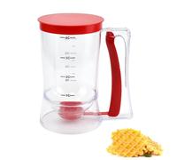 EUIEUT Dispensador de Masa 900 ml, Dispensador Masa Repostería con Tapa,Asa y Escala, Dispensador de Masa para Magdalenas Transparente para Hornear Cupcakes, Gofres y Pasteles (Rojo)