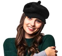 EUIEUT Gorro de Punto, Gorra Mujer Invierno con Forro Polar, Gorro de Punto con Visera Cálido, Sombrero Mujer Invierno de 25 cm, Gorro Invierno Mujer de Pelo para Esquiar, Correr, Pasear (Negro)