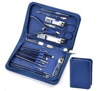 EUIEUT Juego De Manicura Y Pedicura, Kit De Manicura Y Pedicura Profesional 18 En 1, Kit De Manicura Y Pedicura Personal Para Hombres Y Mujeres Con Estuche con cremallera azul