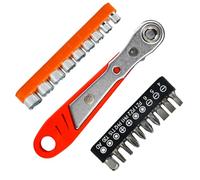 EUIEUT Llave de carraca magnética 110 mm, 1/4 pulgadas, 19 piezas, destornilladores intercambiables, mini trinquete multiusos, para reparaciones de coches, electrónica y casa